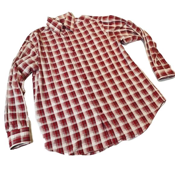 Sean John Other - Sean John Shirt Mens Extra Large Red White Plaid Long Sleeve Button Up XL